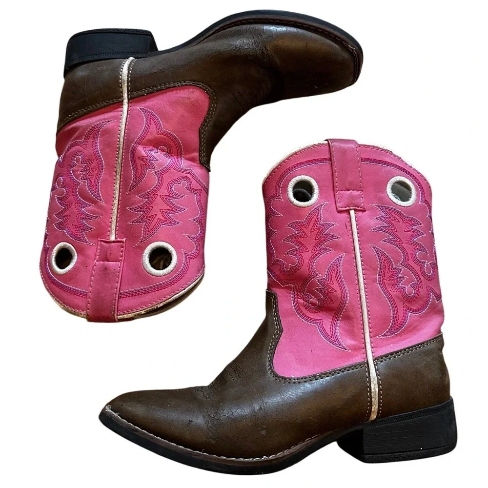 Dan Post Kids Pink Brown Western Cowboy Boots‎ Size 3M
